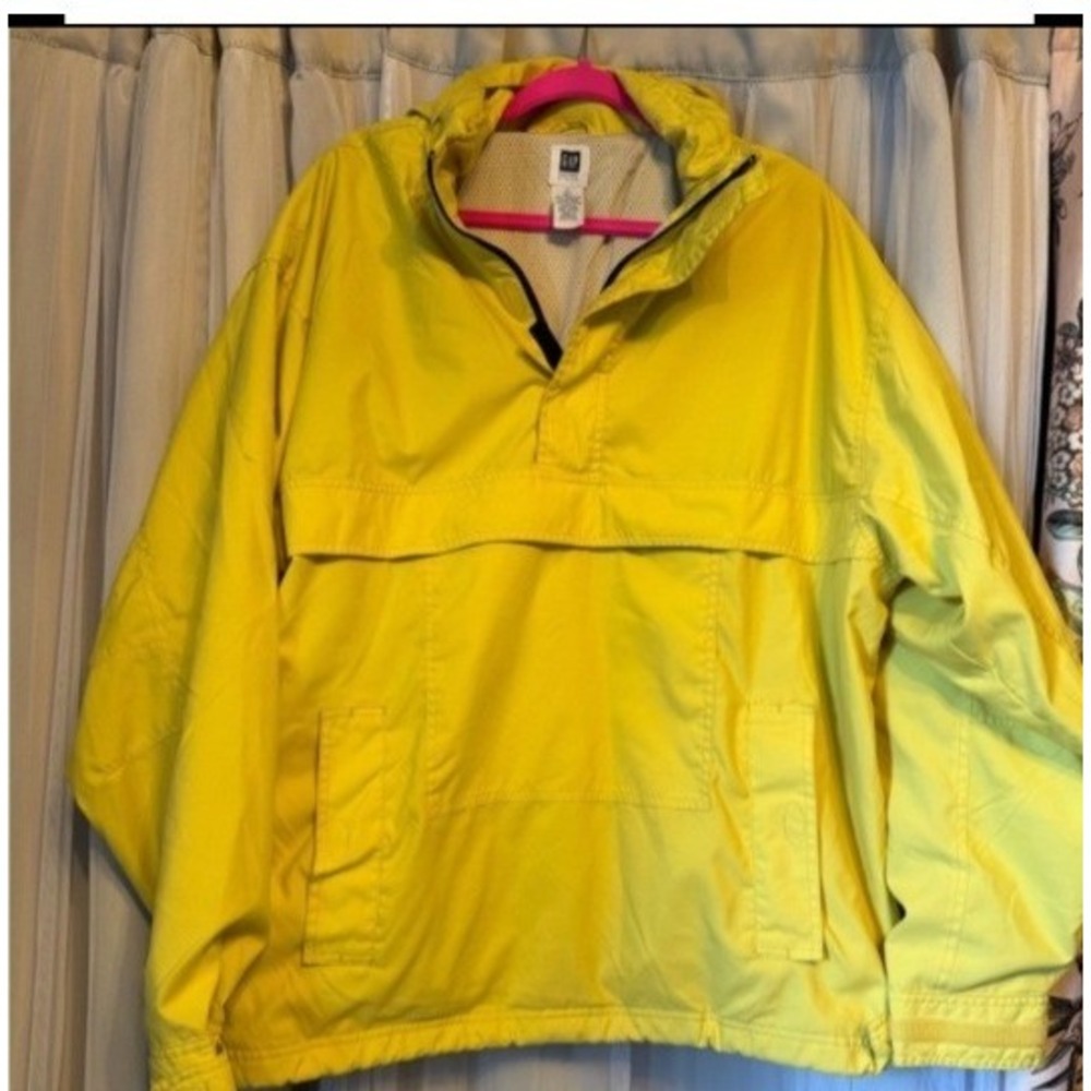 Gap Factory Anorak Windbreaker Jacket Yellow Hooded Gorpcore Mens XL